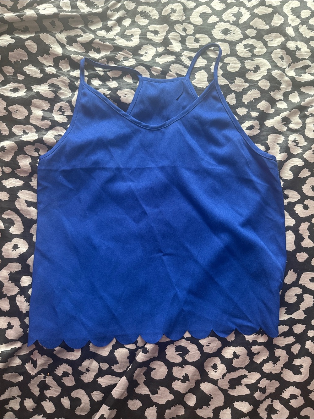 SHEIN Royal Blue Scallop-Hem Spaghetti Strap Tank